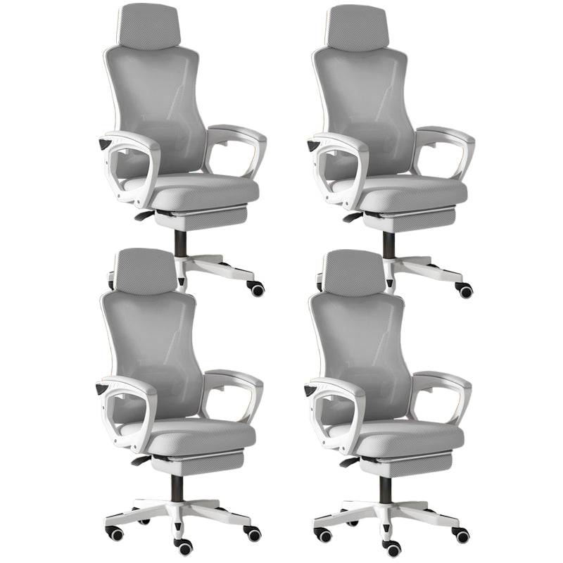 Modern Slide Office Chair Adjustable Seat Height Chair with Breathable Back White-Gray 4 Piece Set Clearhalo 'furn' 'furn_office_chair' 'Furniture' 'Office Chairs' 'Office Furniture' 'office_chair' 7047512