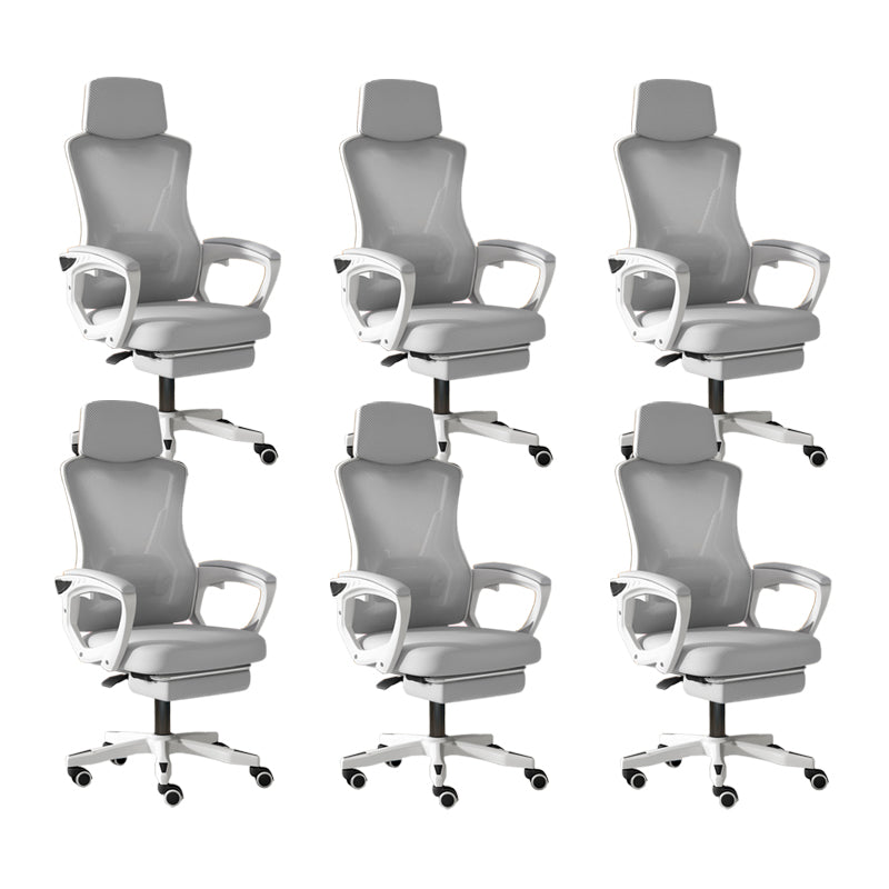 Modern Slide Office Chair Adjustable Seat Height Chair with Breathable Back White-Gray 6 Piece Set Clearhalo 'furn' 'furn_office_chair' 'Furniture' 'Office Chairs' 'Office Furniture' 'office_chair' 7047513