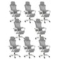 Modern Slide Office Chair Adjustable Seat Height Chair with Breathable Back White-Gray 8 Piece Set Clearhalo 'furn' 'furn_office_chair' 'Furniture' 'Office Chairs' 'Office Furniture' 'office_chair' 7047514