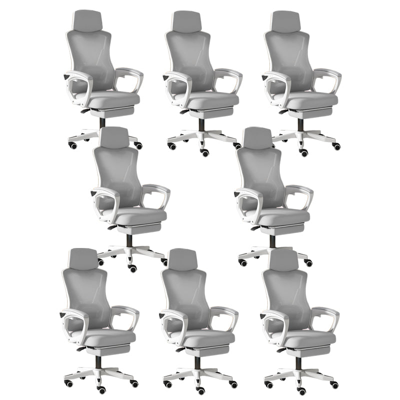 Modern Slide Office Chair Adjustable Seat Height Chair with Breathable Back White-Gray 8 Piece Set Clearhalo 'furn' 'furn_office_chair' 'Furniture' 'Office Chairs' 'Office Furniture' 'office_chair' 7047514
