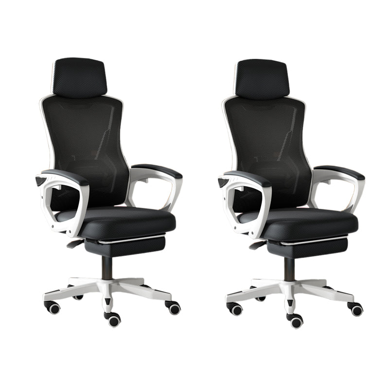 Modern Slide Office Chair Adjustable Seat Height Chair with Breathable Back White-Black 2 Piece Set Clearhalo 'furn' 'furn_office_chair' 'Furniture' 'Office Chairs' 'Office Furniture' 'office_chair' 7047517