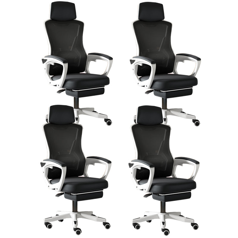 Modern Slide Office Chair Adjustable Seat Height Chair with Breathable Back White-Black 4 Piece Set Clearhalo 'furn' 'furn_office_chair' 'Furniture' 'Office Chairs' 'Office Furniture' 'office_chair' 7047518