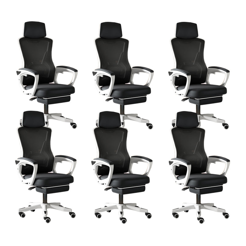 Modern Slide Office Chair Adjustable Seat Height Chair with Breathable Back White-Black 6 Piece Set Clearhalo 'furn' 'furn_office_chair' 'Furniture' 'Office Chairs' 'Office Furniture' 'office_chair' 7047519