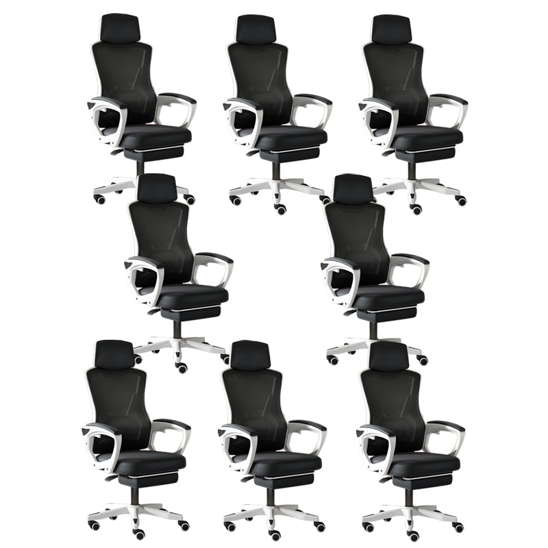 Modern Slide Office Chair Adjustable Seat Height Chair with Breathable Back White-Black 8 Piece Set Clearhalo 'furn' 'furn_office_chair' 'Furniture' 'Office Chairs' 'Office Furniture' 'office_chair' 7047520