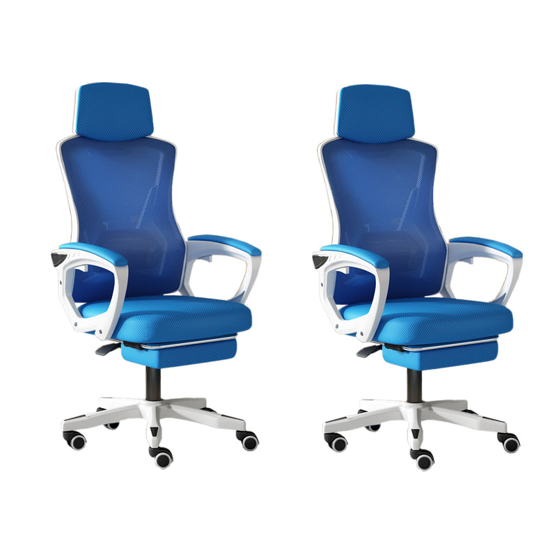 Modern Slide Office Chair Adjustable Seat Height Chair with Breathable Back White-Blue 2 Piece Set Clearhalo 'furn' 'furn_office_chair' 'Furniture' 'Office Chairs' 'Office Furniture' 'office_chair' 7047523