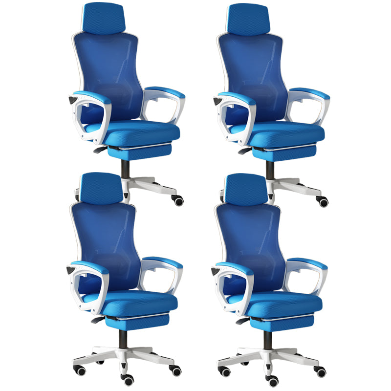Modern Slide Office Chair Adjustable Seat Height Chair with Breathable Back White-Blue 4 Piece Set Clearhalo 'furn' 'furn_office_chair' 'Furniture' 'Office Chairs' 'Office Furniture' 'office_chair' 7047524