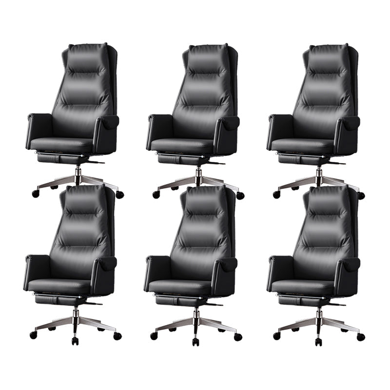 Chaise de bureau à glissement moderne chaise de bureau de hauteur de siège réglable en cuir sans bras avec roues