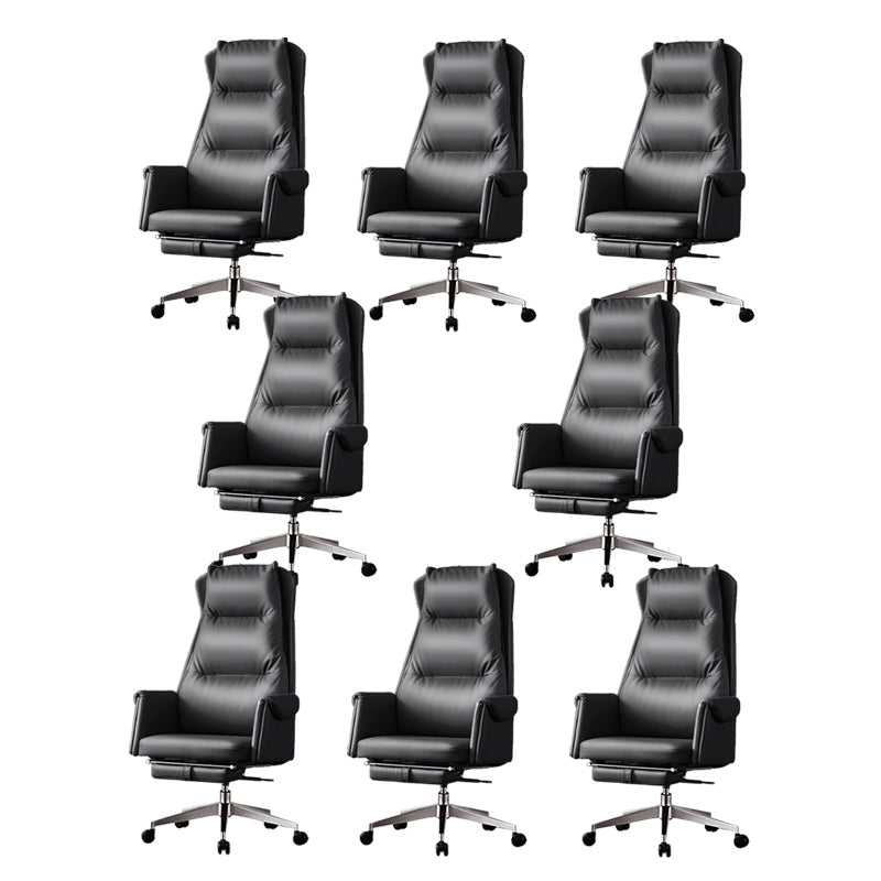 Chaise de bureau à glissement moderne chaise de bureau de hauteur de siège réglable en cuir sans bras avec roues