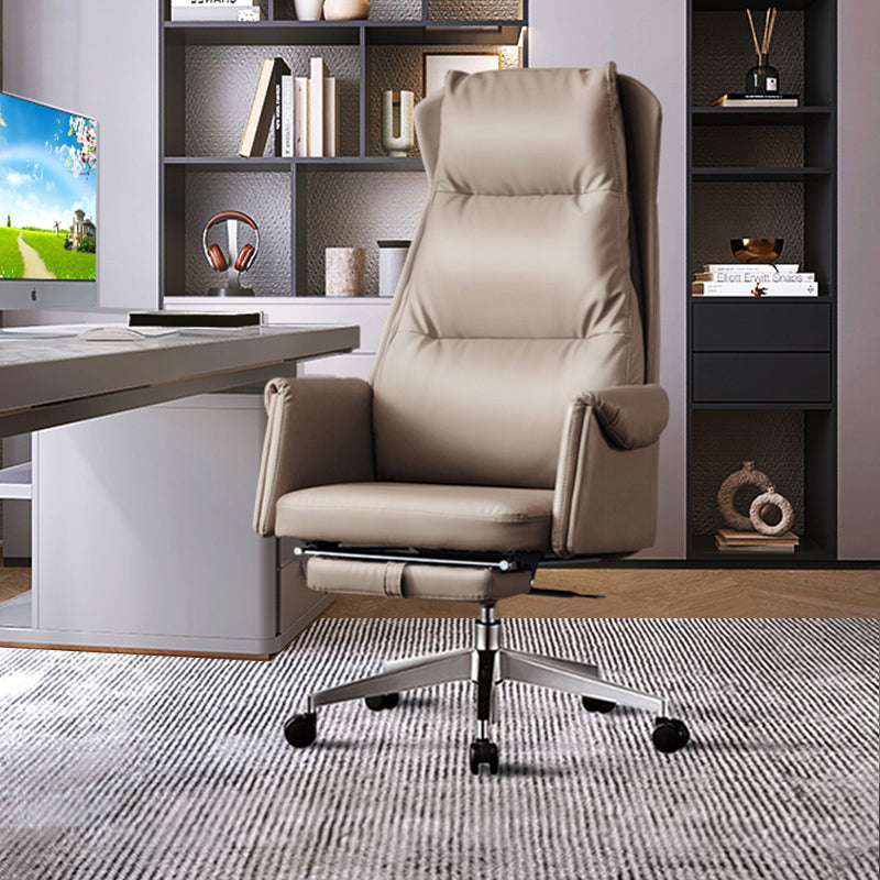 Chaise de bureau à glissement moderne chaise de bureau de hauteur de siège réglable en cuir sans bras avec roues