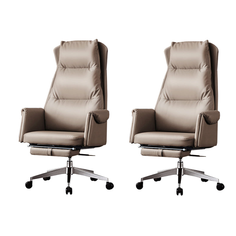 Chaise de bureau à glissement moderne chaise de bureau de hauteur de siège réglable en cuir sans bras avec roues