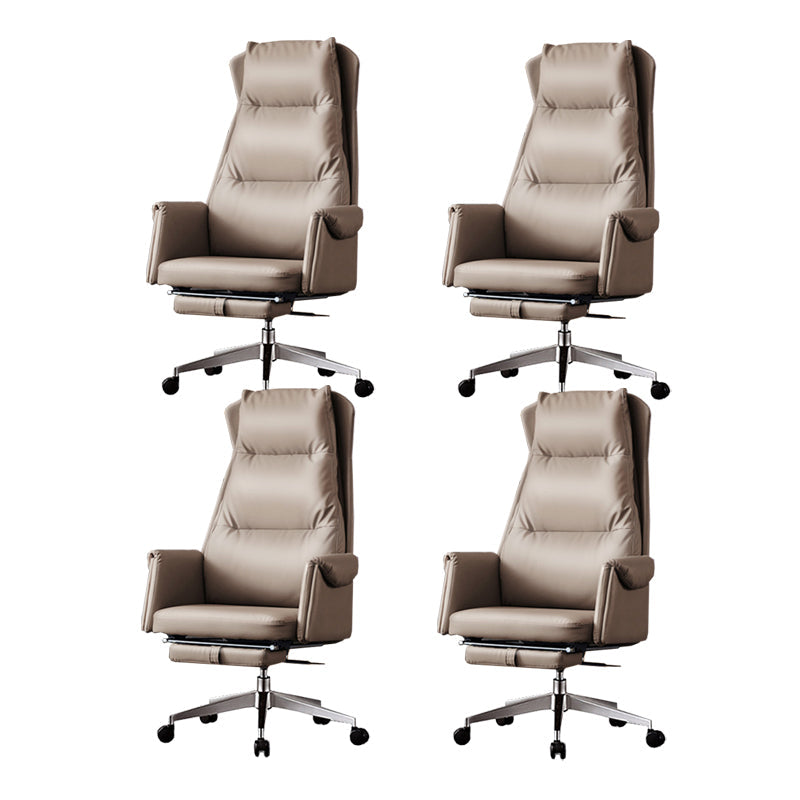 Chaise de bureau à glissement moderne chaise de bureau de hauteur de siège réglable en cuir sans bras avec roues