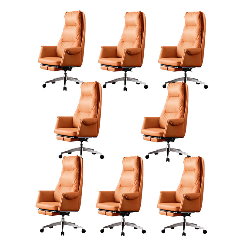 Chaise de bureau à glissement moderne chaise de bureau de hauteur de siège réglable en cuir sans bras avec roues