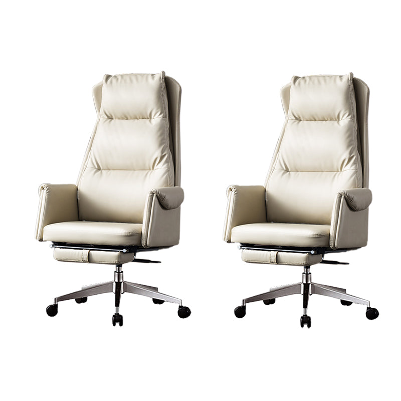 Chaise de bureau à glissement moderne chaise de bureau de hauteur de siège réglable en cuir sans bras avec roues