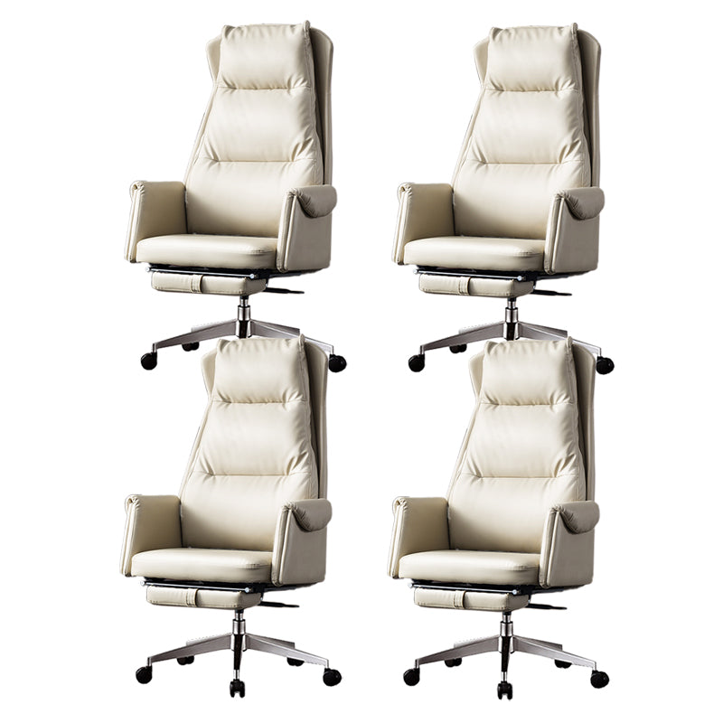 Chaise de bureau à glissement moderne chaise de bureau de hauteur de siège réglable en cuir sans bras avec roues