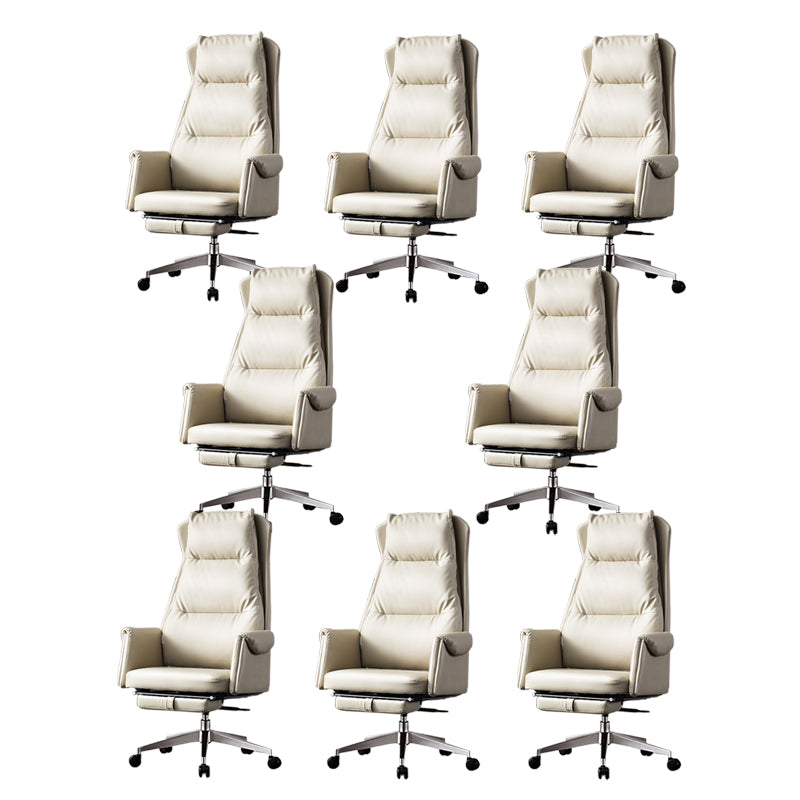 Chaise de bureau à glissement moderne chaise de bureau de hauteur de siège réglable en cuir sans bras avec roues