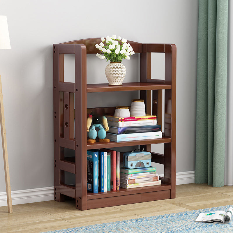 Modern Open Back Standard Bookshelf Wooden Bookcase with Shelves for Study Room 23.6"L x 11.0"W x 37.4"H Walnut Clearhalo 'Bookcases' 'furn' 'furn_bookcases' 'Furniture' 'Office Furniture' 7047688