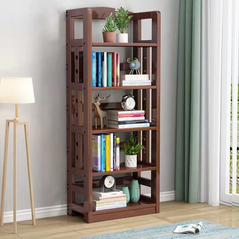 Modern Open Back Standard Bookshelf Wooden Bookcase with Shelves for Study Room 23.6"L x 11.0"W x 62.2"H Walnut Clearhalo 'Bookcases' 'furn' 'furn_bookcases' 'Furniture' 'Office Furniture' 7047689