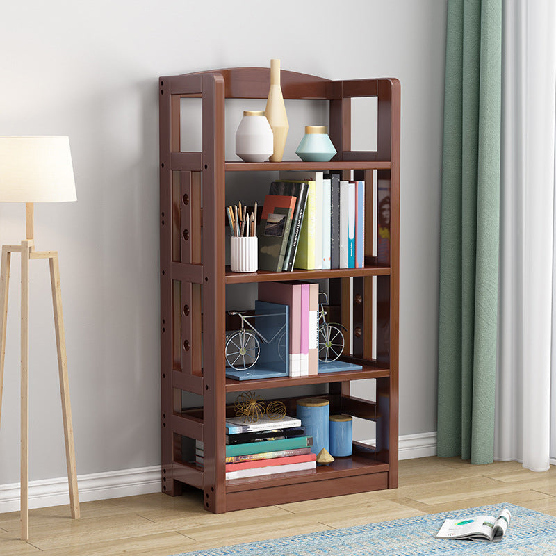 Modern Open Back Standard Bookshelf Wooden Bookcase with Shelves for Study Room 23.6"L x 11.0"W x 49.8"H Walnut Clearhalo 'Bookcases' 'furn' 'furn_bookcases' 'Furniture' 'Office Furniture' 7047692