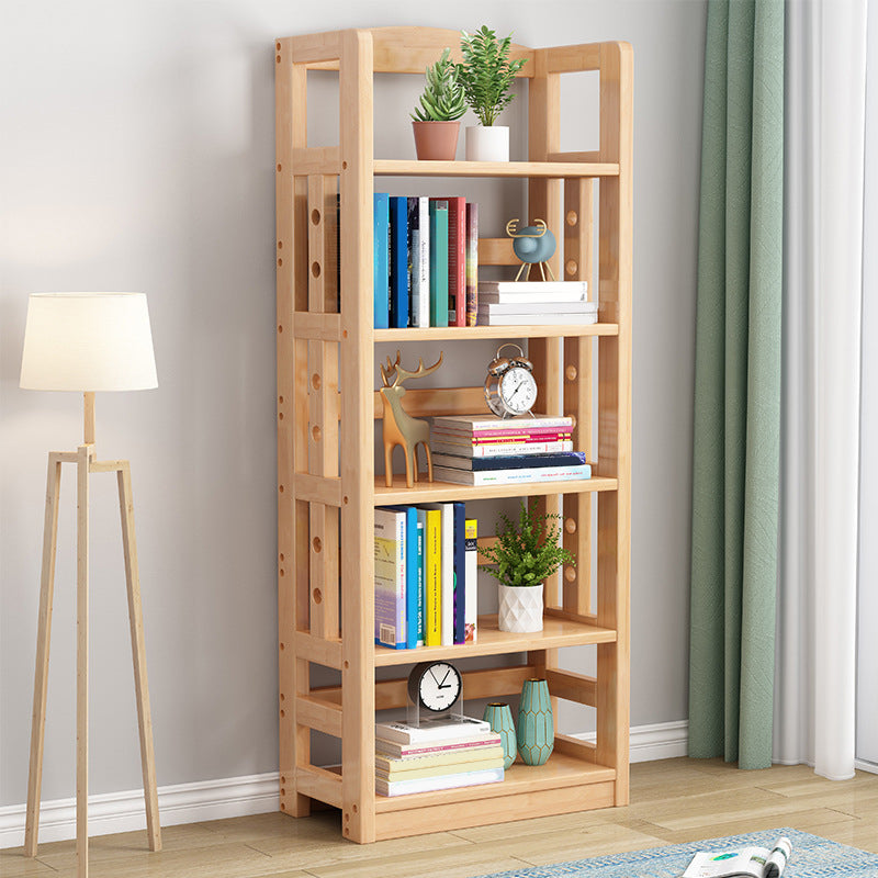 Modern Open Back Standard Bookshelf Wooden Bookcase with Shelves for Study Room 23.6"L x 11.0"W x 62.2"H Natural Clearhalo 'Bookcases' 'furn' 'furn_bookcases' 'Furniture' 'Office Furniture' 7047698