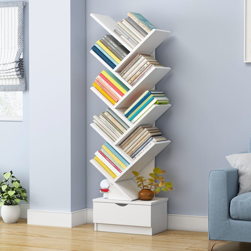 Modern Open Back Standard Bookshelf Engineered Wood Bookcase with Drawers for Study Room Clearhalo 'Bookcases' 'furn' 'furn_bookcases' 'Furniture' 'Office Furniture' 7047863