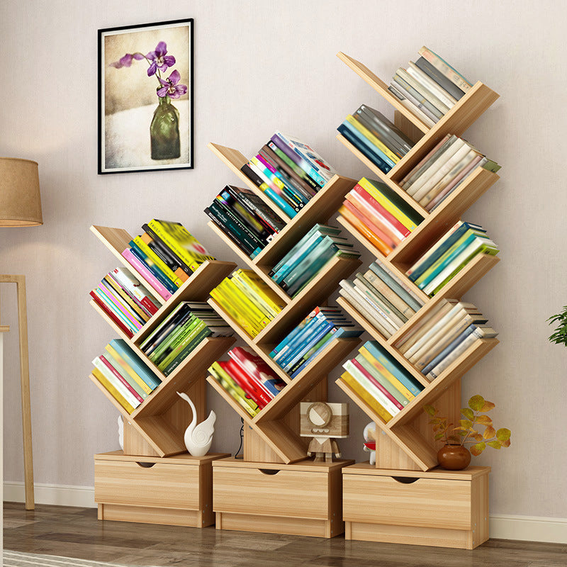 Modern Open Back Standard Bookshelf Engineered Wood Bookcase with Drawers for Study Room Clearhalo 'Bookcases' 'furn' 'furn_bookcases' 'Furniture' 'Office Furniture' 7047864