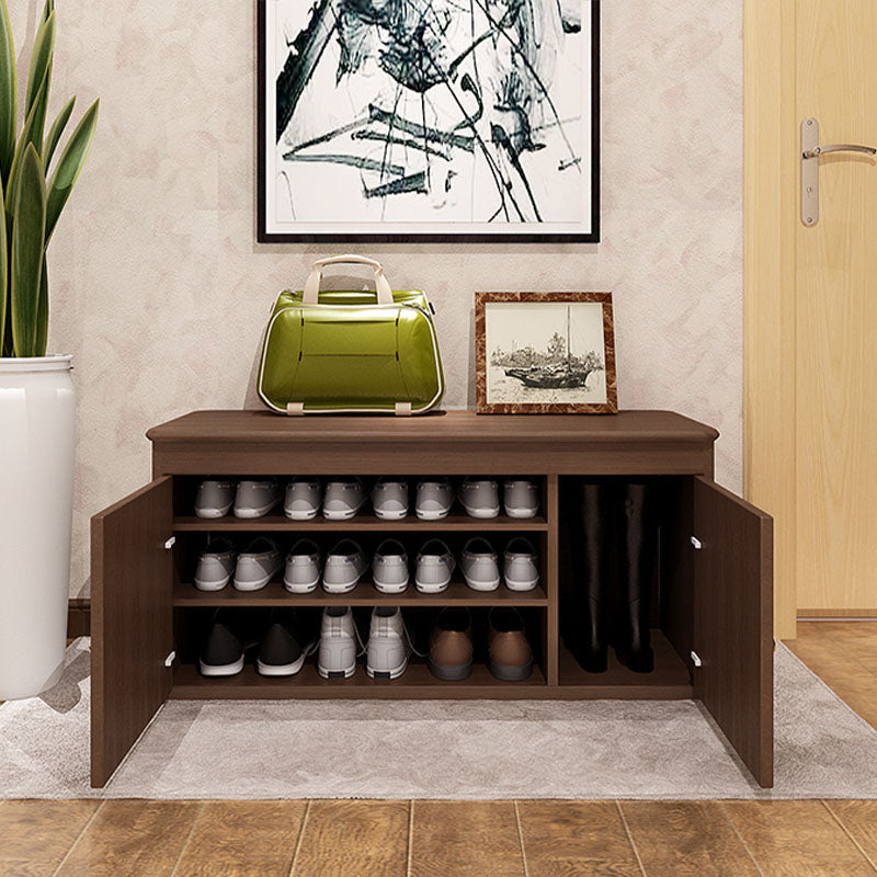 Modern Entryway Bench Wooden Seating Bench with Shoe Storage , 14" W 39.4"L x 13.8"W x 18.9"H Walnut Clearhalo 'Benches' 'Chairs & Seating' 'furn' 'furn_benches' 'Furniture' 'Living Room Furniture' 7047932