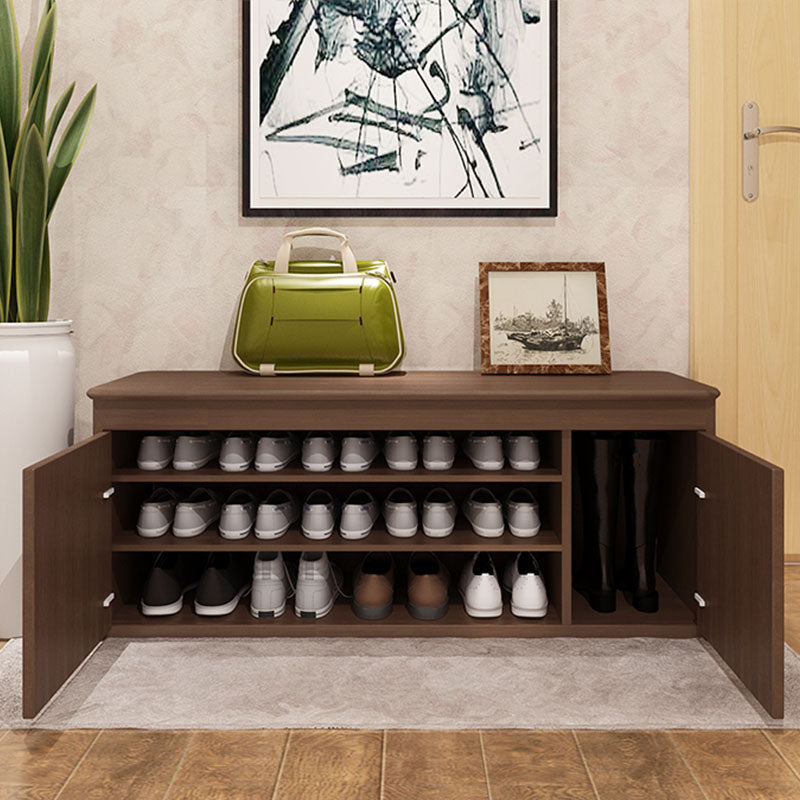 Modern Entryway Bench Wooden Seating Bench with Shoe Storage , 14" W 47.2"L x 13.8"W x 18.9"H Walnut Clearhalo 'Benches' 'Chairs & Seating' 'furn' 'furn_benches' 'Furniture' 'Living Room Furniture' 7047933