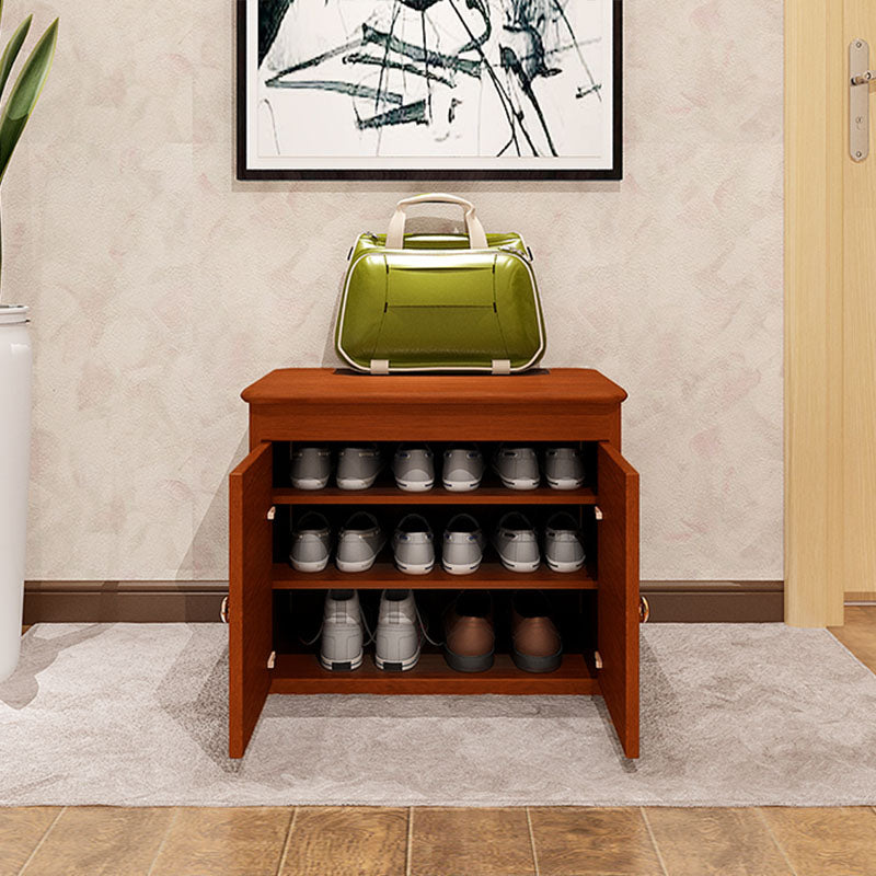 Modern Entryway Bench Wooden Seating Bench with Shoe Storage , 14" W 23.6"L x 13.8"W x 18.9"H Red Clearhalo 'Benches' 'Chairs & Seating' 'furn' 'furn_benches' 'Furniture' 'Living Room Furniture' 7047944