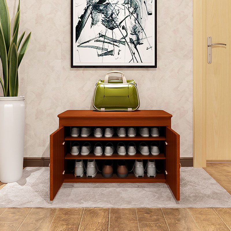 Modern Entryway Bench Wooden Seating Bench with Shoe Storage , 14" W 31.5"L x 13.8"W x 18.9"H Red Clearhalo 'Benches' 'Chairs & Seating' 'furn' 'furn_benches' 'Furniture' 'Living Room Furniture' 7047945