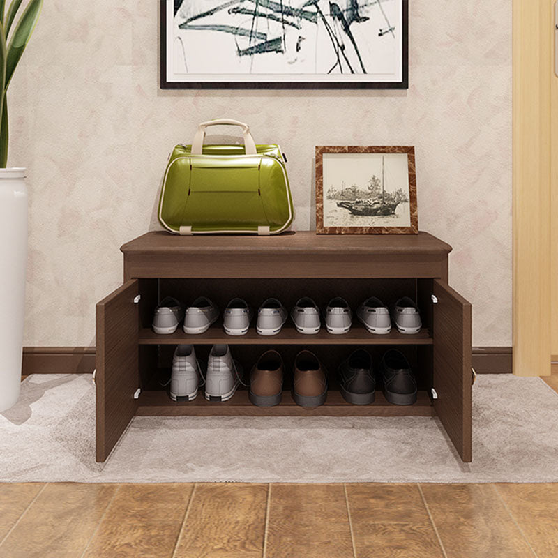 Modern Entryway Bench Wooden Seating Bench with Shoe Storage , 14" W 31.5"L x 13.8"W x 16.5"H Walnut Clearhalo 'Benches' 'Chairs & Seating' 'furn' 'furn_benches' 'Furniture' 'Living Room Furniture' 7047951