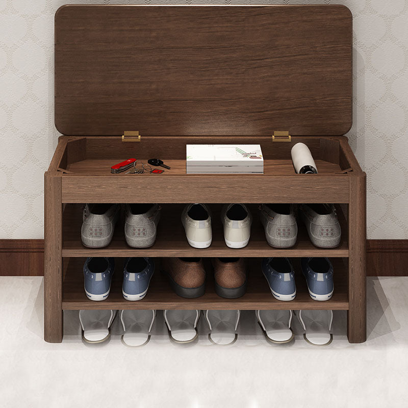 Modern Entryway Bench Wooden Seating Bench with Shoe Storage , 14" Width