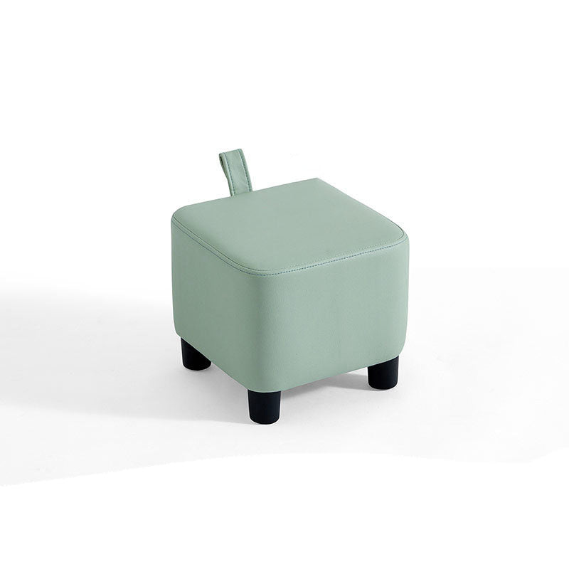 Glam Pouf Ottoman Faux Leather Upholstered Solid Color Square Ottoman with Legs Green 1 Piece Clearhalo 'furn' 'furn_ottomans_poufs' 'Furniture' 'Living Room Furniture' 'Ottomans & Poufs' 'ottomans_poufs' 7049328