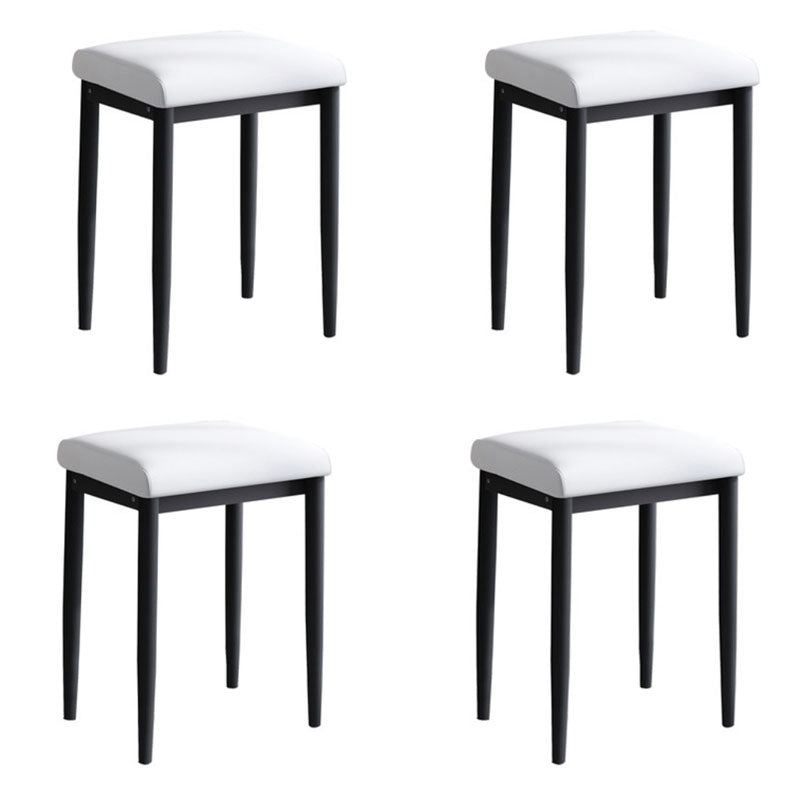 Leather Standard Stool Modern Style Simple Household Rectangular Stool White 4 Piece Set Black Clearhalo 'furn' 'furn_ottomans_poufs' 'Furniture' 'Living Room Furniture' 'Ottomans & Poufs' 'ottomans_poufs' 7049348