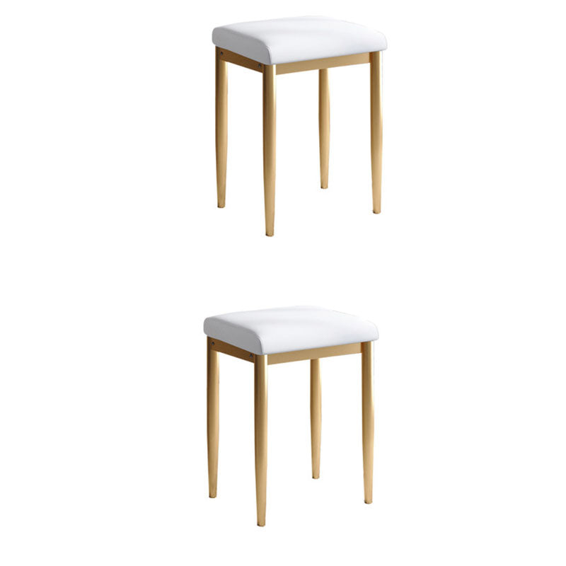 Leather Standard Stool Modern Style Simple Household Rectangular Stool White 2 Piece Set Gold Clearhalo 'furn' 'furn_ottomans_poufs' 'Furniture' 'Living Room Furniture' 'Ottomans & Poufs' 'ottomans_poufs' 7049352
