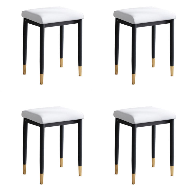 Leather Standard Stool Modern Style Simple Household Rectangular Stool White 4 Piece Set Black Gold Clearhalo 'furn' 'furn_ottomans_poufs' 'Furniture' 'Living Room Furniture' 'Ottomans & Poufs' 'ottomans_poufs' 7049359