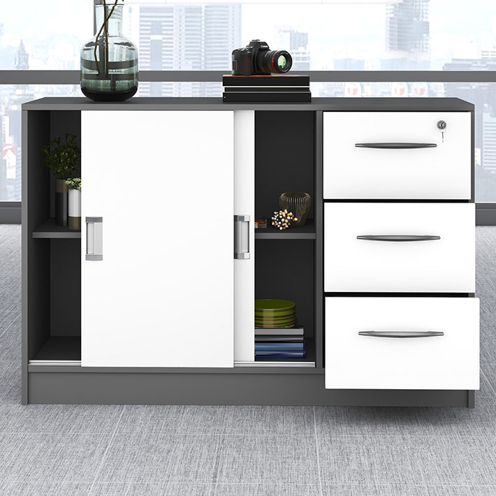 Archivo moderno de archivos de bloqueo Archivo de panel de contraste de madera para la oficina en casa