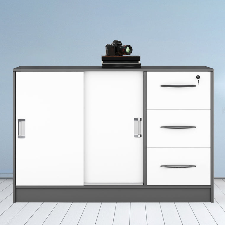 Archivo moderno de archivos de bloqueo Archivo de panel de contraste de madera para la oficina en casa