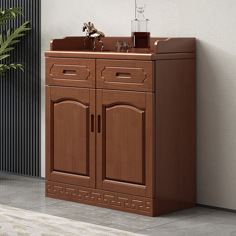 Contemporary Sideboa Wood Glass Doors Side Board with Drawers and Cabinets 31"L x 16"W x 37"H Walnut Clearhalo 'buffet_sideboard' 'Buffets & Sideboards' 'furn' 'furn_buffet_sideboard' 'Furniture' 'Kitchen & Dining Furniture' 7049687