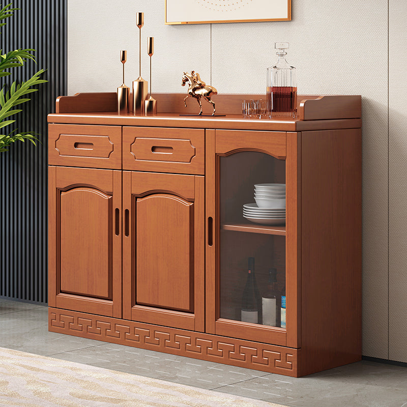 Contemporary Sideboa Wood Glass Doors Side Board with Drawers and Cabinets Clearhalo 'buffet_sideboard' 'Buffets & Sideboards' 'furn' 'furn_buffet_sideboard' 'Furniture' 'Kitchen & Dining Furniture' 7049692