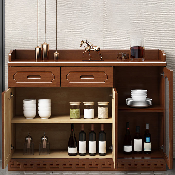 Contemporary Sideboa Wood Glass Doors Side Board with Drawers and Cabinets Clearhalo 'buffet_sideboard' 'Buffets & Sideboards' 'furn' 'furn_buffet_sideboard' 'Furniture' 'Kitchen & Dining Furniture' 7049701