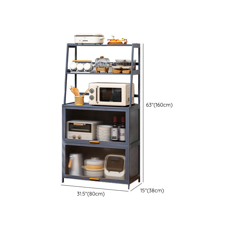 Server da pranzo per pranzo a porte acriliche moderne server grigio con archiviazione aperta