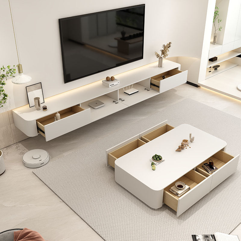 Contemporary Modern TV Console Floating Faux Wood Media Console Clearhalo 'furn' 'furn_tv_stands_entertainment_centers' 'Furniture' 'Living Room Furniture' 'TV Stands & Entertainment Centers' 'TV Stands & Media Storage Furniture' 'tv_stands_entertainment_centers' 7051439