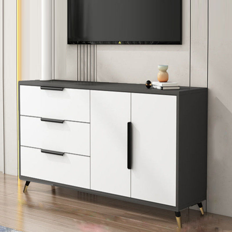 Scandinavian TV Console Wooden TV Media Console with 3 Drawers 47"L x 16"W x 27.5"H Gray-White Clearhalo 'furn' 'furn_tv_stands_entertainment_centers' 'Furniture' 'Living Room Furniture' 'TV Stands & Entertainment Centers' 'TV Stands & Media Storage Furniture' 'tv_stands_entertainment_centers' 7051470