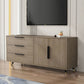 Scandinavian TV Console Wooden TV Media Console with 3 Drawers Oak Clearhalo 'furn' 'furn_tv_stands_entertainment_centers' 'Furniture' 'Living Room Furniture' 'TV Stands & Entertainment Centers' 'TV Stands & Media Storage Furniture' 'tv_stands_entertainment_centers' 7051471