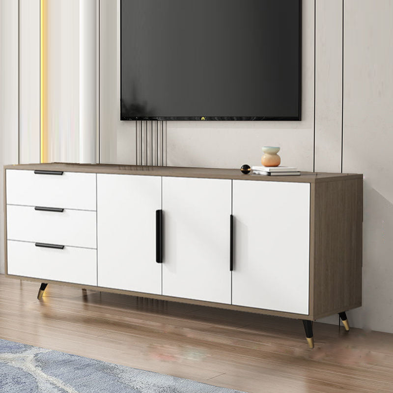 Scandinavian TV Console Wooden TV Media Console with 3 Drawers White-Wood Clearhalo 'furn' 'furn_tv_stands_entertainment_centers' 'Furniture' 'Living Room Furniture' 'TV Stands & Entertainment Centers' 'TV Stands & Media Storage Furniture' 'tv_stands_entertainment_centers' 7051476