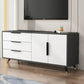 Scandinavian TV Console Wooden TV Media Console with 3 Drawers Gray-White Clearhalo 'furn' 'furn_tv_stands_entertainment_centers' 'Furniture' 'Living Room Furniture' 'TV Stands & Entertainment Centers' 'TV Stands & Media Storage Furniture' 'tv_stands_entertainment_centers' 7051478
