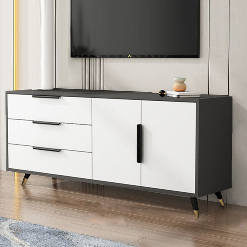 Scandinavian TV Console Wooden TV Media Console with 3 Drawers Gray-White Clearhalo 'furn' 'furn_tv_stands_entertainment_centers' 'Furniture' 'Living Room Furniture' 'TV Stands & Entertainment Centers' 'TV Stands & Media Storage Furniture' 'tv_stands_entertainment_centers' 7051478