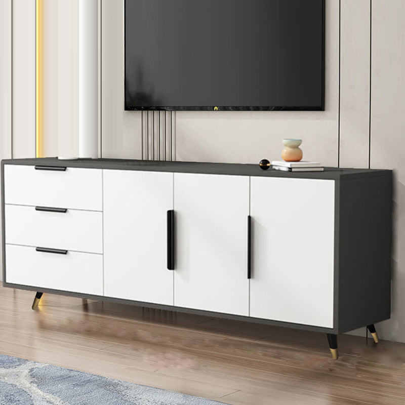 Scandinavian TV Console Wooden TV Media Console with 3 Drawers 71"L x 16"W x 27.5"H Gray-White Clearhalo 'furn' 'furn_tv_stands_entertainment_centers' 'Furniture' 'Living Room Furniture' 'TV Stands & Entertainment Centers' 'TV Stands & Media Storage Furniture' 'tv_stands_entertainment_centers' 7051480