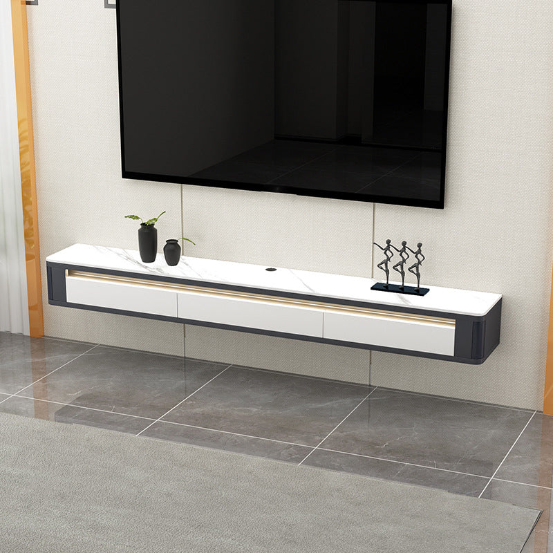 Wall Mounted TV Console Stone TV Media Console for Living Room 79"L x 10"W x 8"H White Clearhalo 'furn' 'furn_tv_stands_entertainment_centers' 'Furniture' 'Living Room Furniture' 'TV Stands & Entertainment Centers' 'TV Stands & Media Storage Furniture' 'tv_stands_entertainment_centers' 7051490