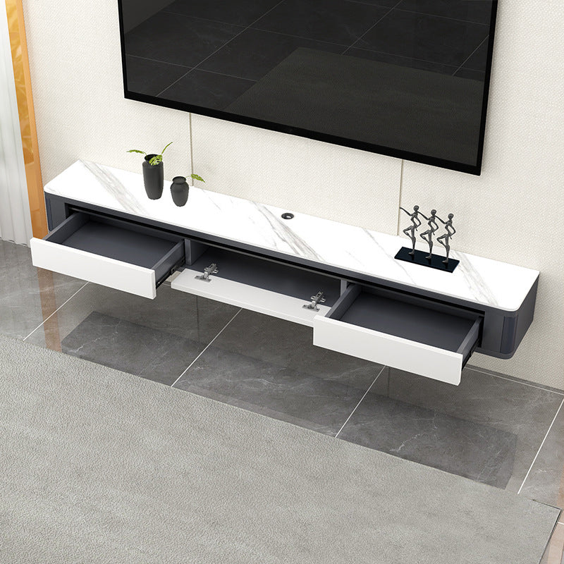 Wall Mounted TV Console Stone TV Media Console for Living Room 71"L x 10"W x 8"H White Clearhalo 'furn' 'furn_tv_stands_entertainment_centers' 'Furniture' 'Living Room Furniture' 'TV Stands & Entertainment Centers' 'TV Stands & Media Storage Furniture' 'tv_stands_entertainment_centers' 7051494